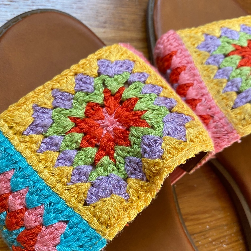 Zodiac Colleen Crochet Slip-On Sandals Boho Colorful Slide Flats Women’s - Picture 5 of 7